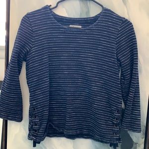 Striped Navy Blue Madewell Top with Side lace